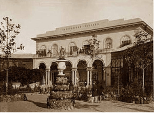 Retro della Leopolda durante l'esposizione del 1861