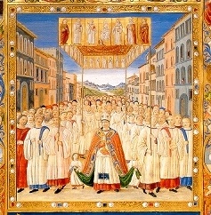 Processione del Corpus Domini - Da una miniatura dei codici liturgici di S.Maria del Fiore del XV secolo