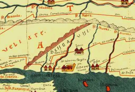 La tavola peutingeriana mostra Pisa, Lucca, LUni