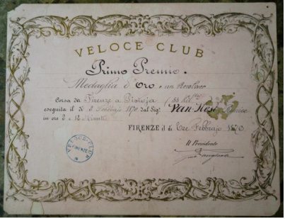 Certificato dell'attribuzione della vittoria