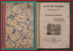 Copertina del poemetto di Bartolomeo Sestini Pia de' Tolomei, Milano 1848