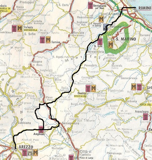 Percorso della via Ariminensis