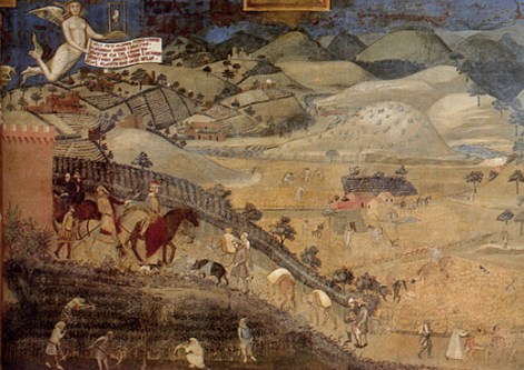 Ambrogio Lorenzetti Le conseguenze del buon governo in città e in campagna , Siena , 1337 circa