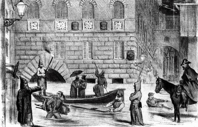 Alluvione del 6 novembre 1864 in un disegno dell'epoca